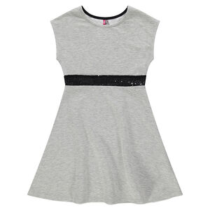 Júnior - Vestido de felpa sin mangas con banda de lentejuelas negras  Main Júnior - Vestido de felpa sin mangas con banda de lentejuelas negras