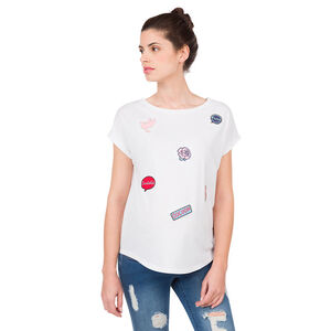 Camiseta de manga corta para embarazada con parches 