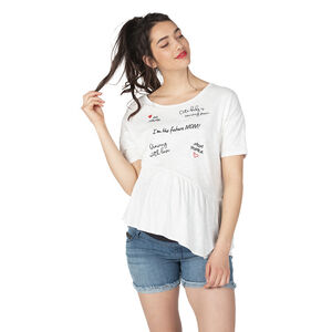 Camiseta de manga corta de premamá con inscripciones 