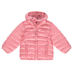 Anorak light*, impermeable y acolchado con capucha y bolsa de almacenamiento estampada 