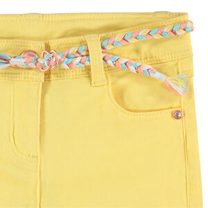 Pantalón corto de algodón liso con cinturón trenzado desmontable  Main Pantalón corto de algodón liso con cinturón trenzado desmontable