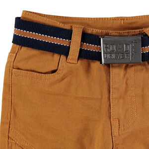 Pantalón de algodón teñido con efecto arrugado y cinturón desmontable 