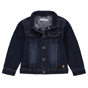 Chaqueta vaquera desgastada con bolsillo con botones a presión 