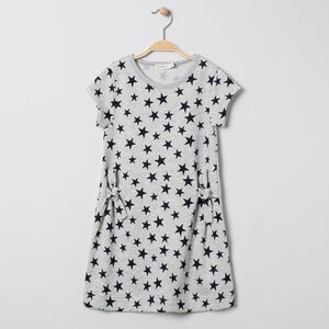 Robe manches courtes en molleton imprimée all-over  Main Robe manches courtes en molleton imprimée all-over