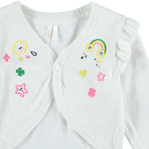 Chaqueta de punto fino con bordados de fantasía y mangas con volantes  Main Chaqueta de punto fino con bordados de fantasía y mangas con volantes