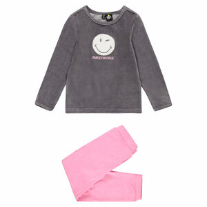 Pijama de terciopelo bicolor con ©Smiley  Main Pijama de terciopelo bicolor con ©Smiley