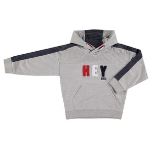 Sudadera de felpa con inscripción de rizo y bolsillo 