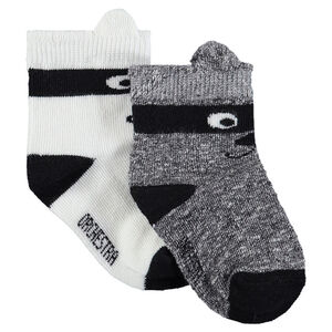 Juego de 2 pares de calcetines variados con motivo de animal de jácquard 