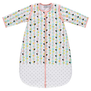 Saco de dormir con corazones y lunares estampados y mangas extraíbles 