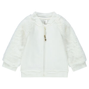 Chaqueta de felpa con estilo teddy son mangas de borreguillo 