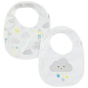 Juego de 2 baberos de algodón con nubes estampadas 