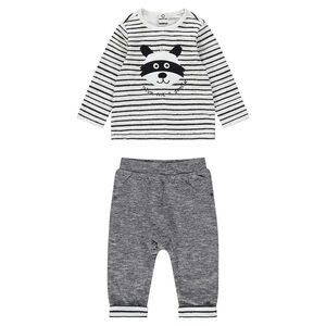 Conjunto de camiseta de rayas y pantalón de punto asargado 