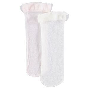 Juego de 2 pares de calcetines con efecto de encaje y volantes de tul  Main Juego de 2 pares de calcetines con efecto de encaje y volantes de tul