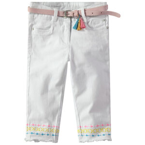 Pantalón corto liso con cinturón desmontable y bordados de colores  Main Pantalón corto liso con cinturón desmontable y bordados de colores