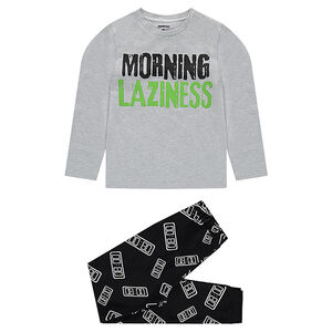 Júnior - Pijama de punto con mensaje estampado y pantalón con estampado all over 