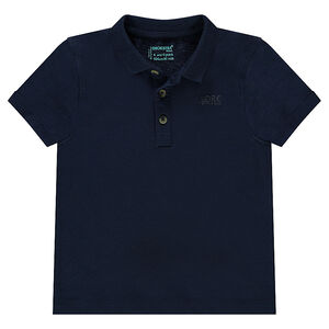 Polo liso de punto slub con logo estampado 