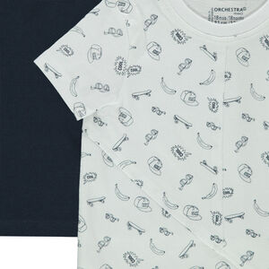 Juego de 2 camiseta de manga corta lisa/estampado all over 