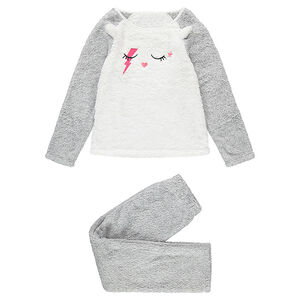 Pijama de borreguillo con orejas de relieve y detalles bordados  Main Pijama de borreguillo con orejas de relieve y detalles bordados