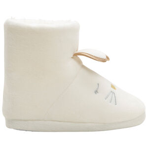 Patucos de terciopelo con forma de bota y estampado de conejo 