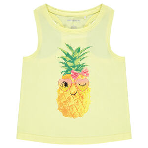 Camiseta de algodón sin mangas con estampado de fantasía por delante  Main Camiseta de algodón sin mangas con estampado de fantasía por delante