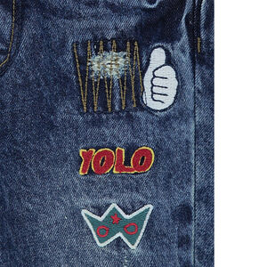 Vaqueros efecto nieve con parches y cintura elástica 