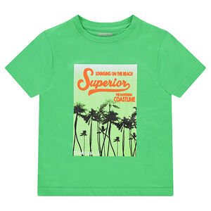 Camiseta de manga corta de punto con estampado de fantasía de estilo vacacional 