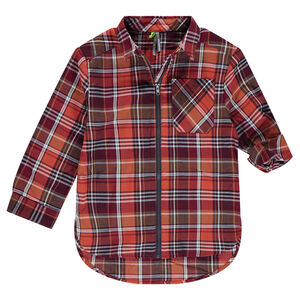 Camisa de manga larga de cuadros con cierre de cremallera 