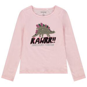 T-shirt manches longues avec motif printé et sequins magiques 