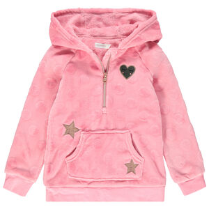 Sudadera con capucha de borreguillo con dibujos de lentejuelas y cuello con cremallera  Main Sudadera con capucha de borreguillo con dibujos de lentejuelas y cuello con cremallera