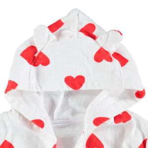 Júnior - Albornoz de rizo con capucha y corazones all-over 