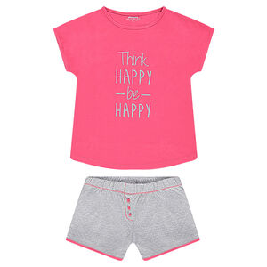 Júnior - Pijama de punto con mensaje estampado y pantalón de lunares all over  Main Júnior - Pijama de punto con mensaje estampado y pantalón de lunares all over