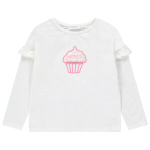 Camiseta de manga larga con volantes y cupcake de tul   Main Camiseta de manga larga con volantes y cupcake de tul