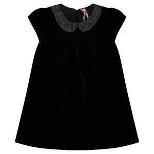 Vestido de manga corta con cuello tipo babero brillante  
