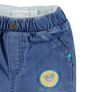Pantalón de cambray con parche de osito 