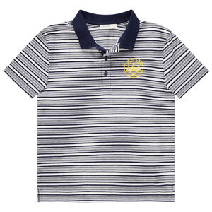 Júnior - Polo de manga corta de rayas y con escudo bordado 
