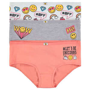 Júnior - Juego de 3 culotes de algodón con estampados ©Smiley  Main Júnior - Juego de 3 culotes de algodón con estampados ©Smiley