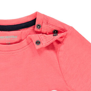 Camiseta de manga corta de punto slub con monstruo por delante 