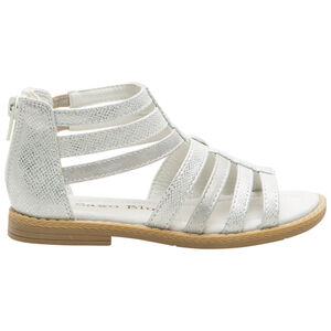 Sandalias plateadas texturizadas con cremallera por detrás 