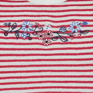 Camiseta de manga larga de rayas de jacquard con efecto de encaje. 