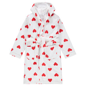 Júnior - Albornoz de rizo con capucha y corazones all-over 
