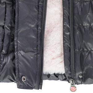 Anorak acolchado con forro de borreguillo con flores bordadas 