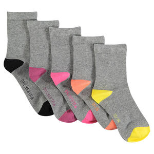 Lote de 5 pares de calcetines de color liso punta y talón en contraste  Main Lote de 5 pares de calcetines de color liso punta y talón en contraste