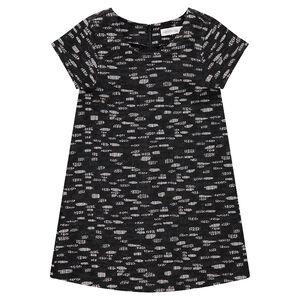 Vestido de manga corta con estampado de jácquard all-over  Main Vestido de manga corta con estampado de jácquard all-over