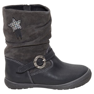 Botines de cuero con empeine fluido y estrella de lentejuelas 