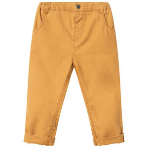 Pantalón de algodón y lino liso  