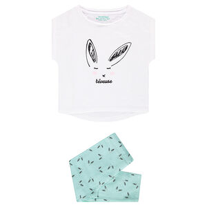Pijama de punto con camiseta con forma cuadrada y pantalón estampado  Main Pijama de punto con camiseta con forma cuadrada y pantalón estampado
