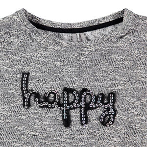 Júnior - Sudadera de felpa jaspeada con inscripción de lentejuelas  Main Júnior - Sudadera de felpa jaspeada con inscripción de lentejuelas