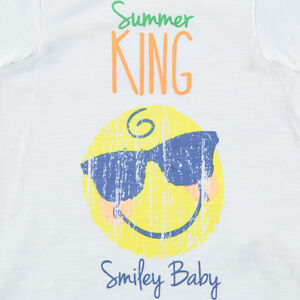 Camiseta de manga corta con ©Smiley con efecto arrugado 