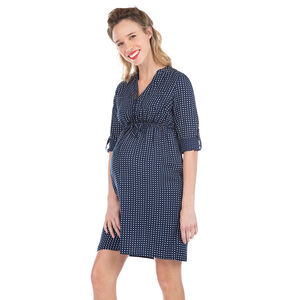 Vestido de premamá con lunares all over y mangas remangables 