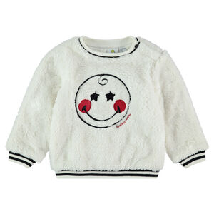 Sudadera de borreguito con ©Smiley bordado en la parte delantera 